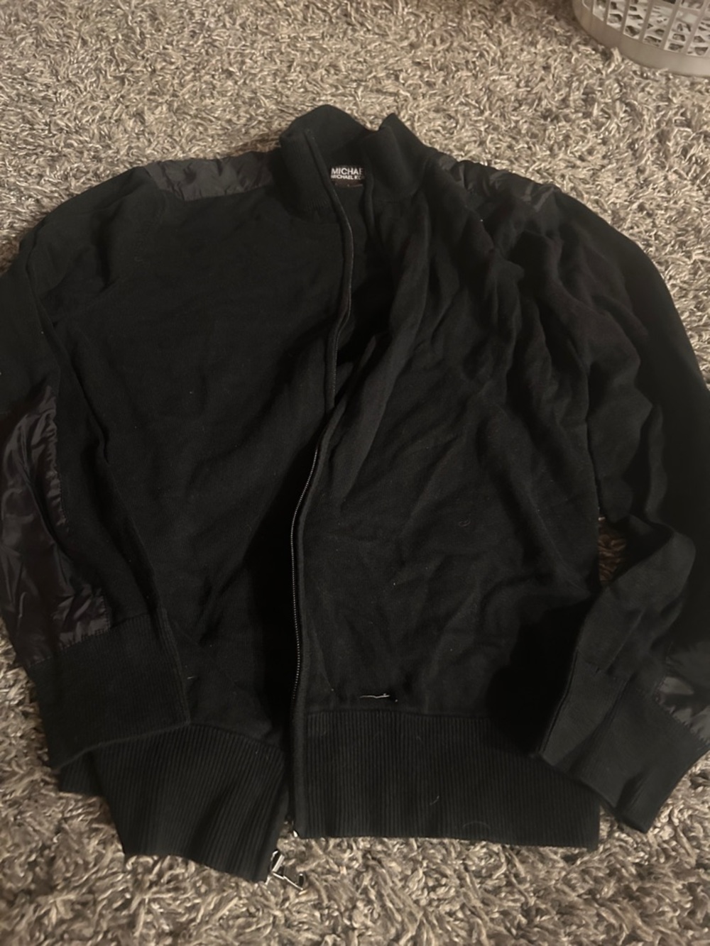 Michael Kors Black Zip Front Knit Jacket
